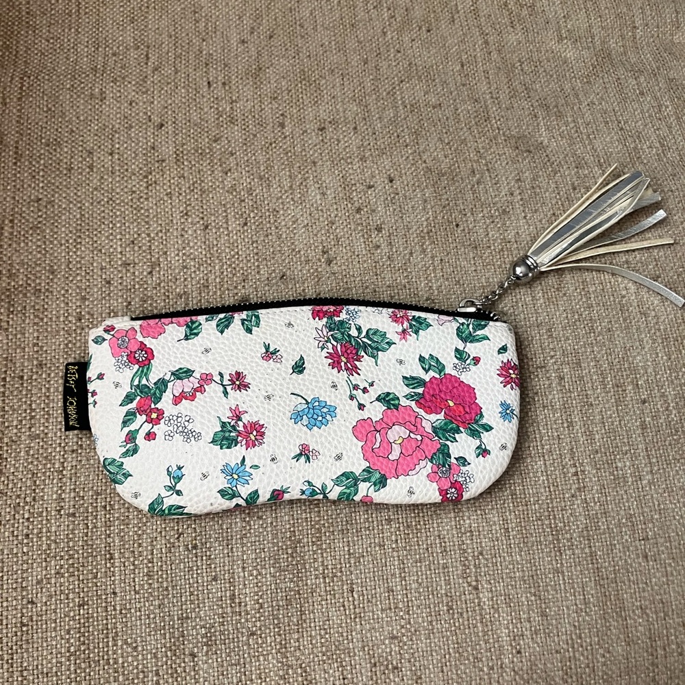 Betsey Johnson leather floral pouch
